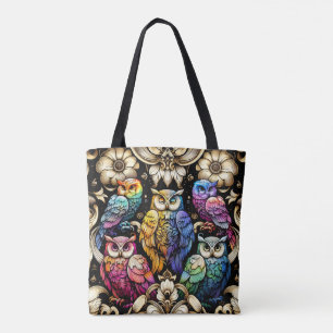 Sac à main Art déco hiboux arc-en-ciel