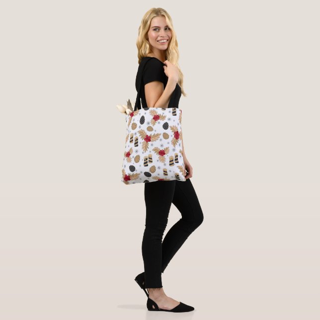 Sac à main Automne Tons avec Pommes de Pin et Houx (Sur le modèle)