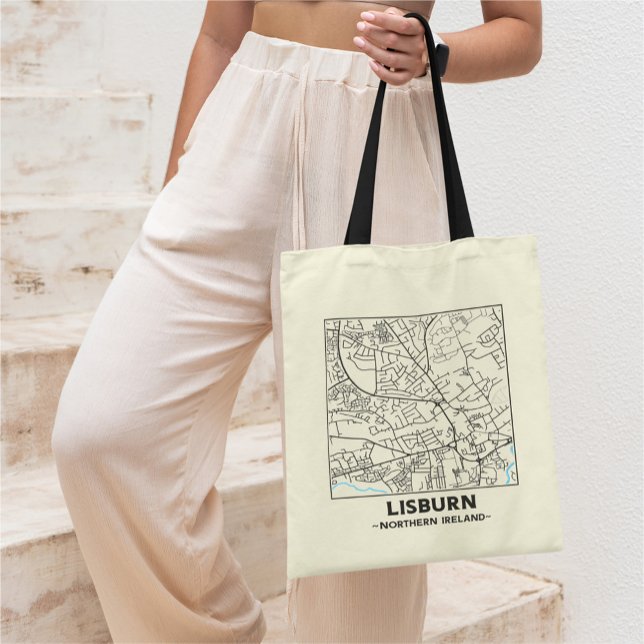 Sac à main avec carte de la ville de Lisburn, Irla (Créateur téléchargé)