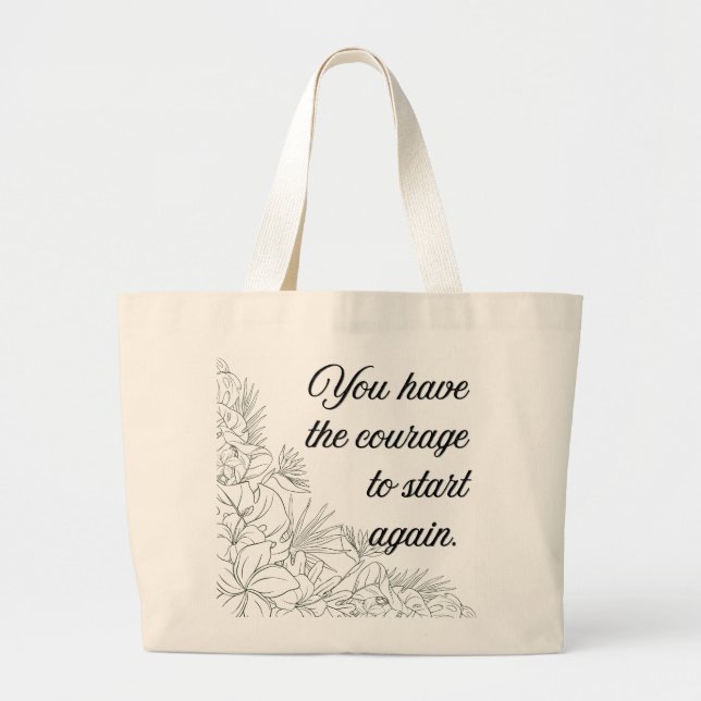 Sac à main avec citation motivante - Art botanique (Devant)