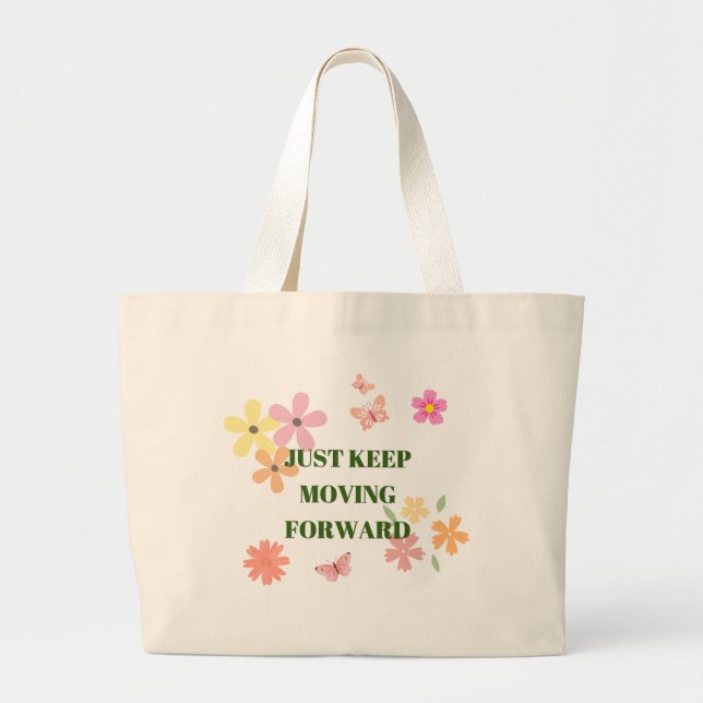 Sac à main avec citation motivante et fleurs paste (Devant)