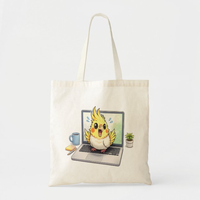 Sac à main avec illustration d'un oiseau cockatiel (Devant)