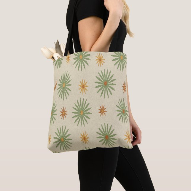 Sac à main beige et vert boho en forme d'étoile (De près)