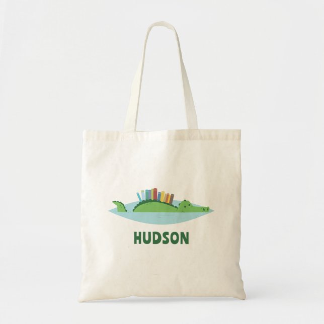 Sac à main bibliothèque avec un alligator mignon (Devant)