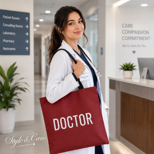 Sac à main blanc personnalisable avec texte DOCTOR