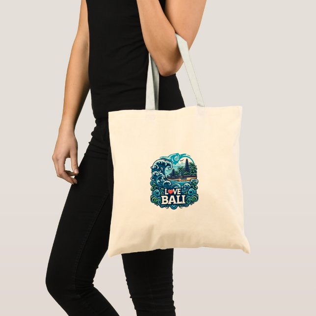 Sac à main bleu et vert Love Bali (Devant (produit))