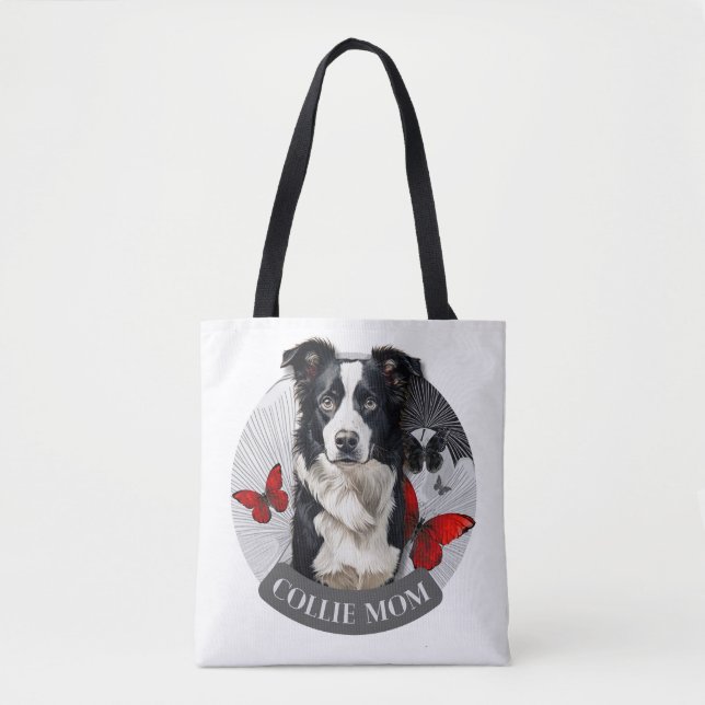 Sac à main Border Collie Mom - Papillon Rouge Chie (Devant)