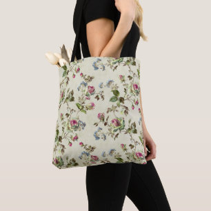 Sac à main botanique à motif rose anglaise vintage