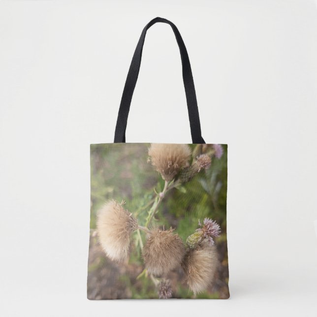 Sac à main botanique en toile rustique avec chardo (Devant)