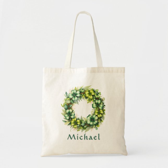 Sac à main botanique personnalisé Couronne de trèf (Devant)