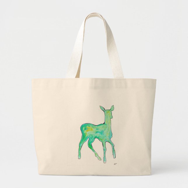 Sac à main cerf aquarelle verte (Devant)