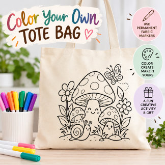Sac à main champignon de la forêt à colorier
