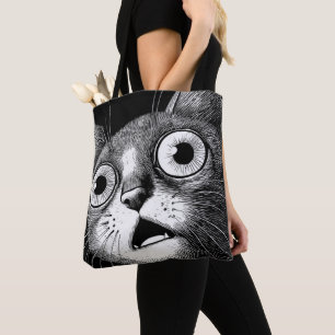 Sac à main chat choqué drôle - Noir et blanc