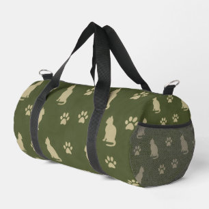 Sac à main chat tons verts ludiques et motif de pa