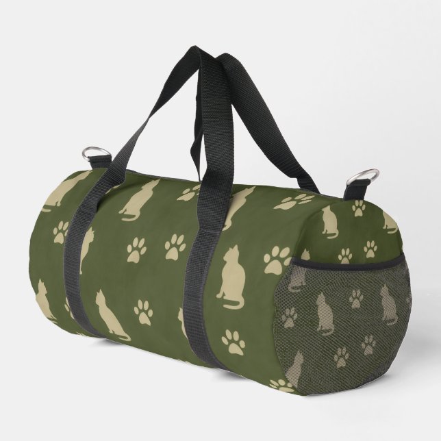 Sac à main chat tons verts ludiques et motif de pa (Coin droit)