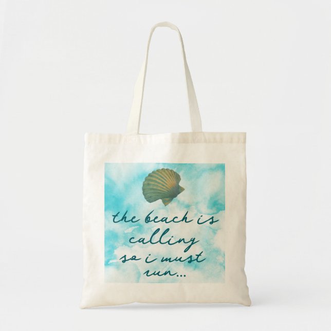 Sac à main citation plage aquarelle (Devant)