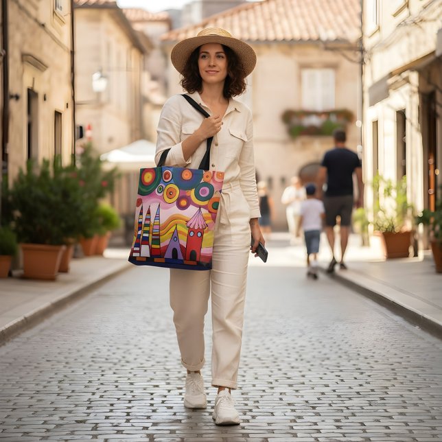 Sac à main Cityscape abstrait avec des couleurs vi (Créateur téléchargé)