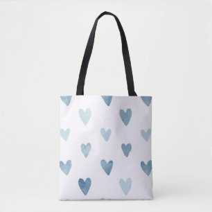 Sac à main cœurs aquarelle bleue