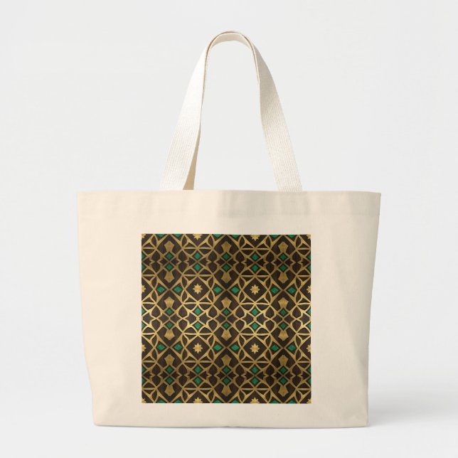 Sac à main crème et or à motif arabesque (Devant)