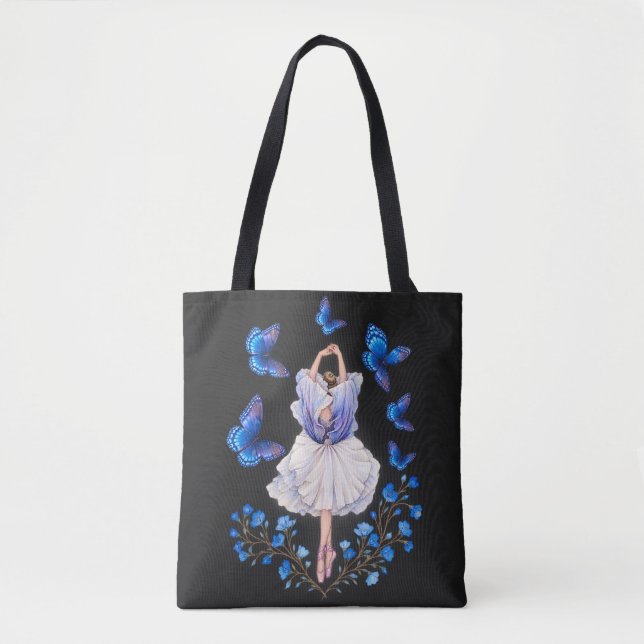 Sac À Main Danseuse Papillon Bleu – Élégante Fée (Devant)