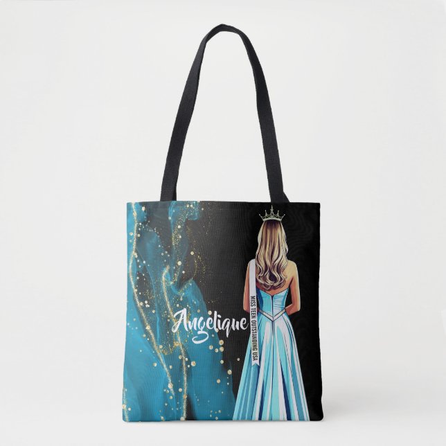 Sac à main de cérémonie bleu et or scintillant Pag (Devant)