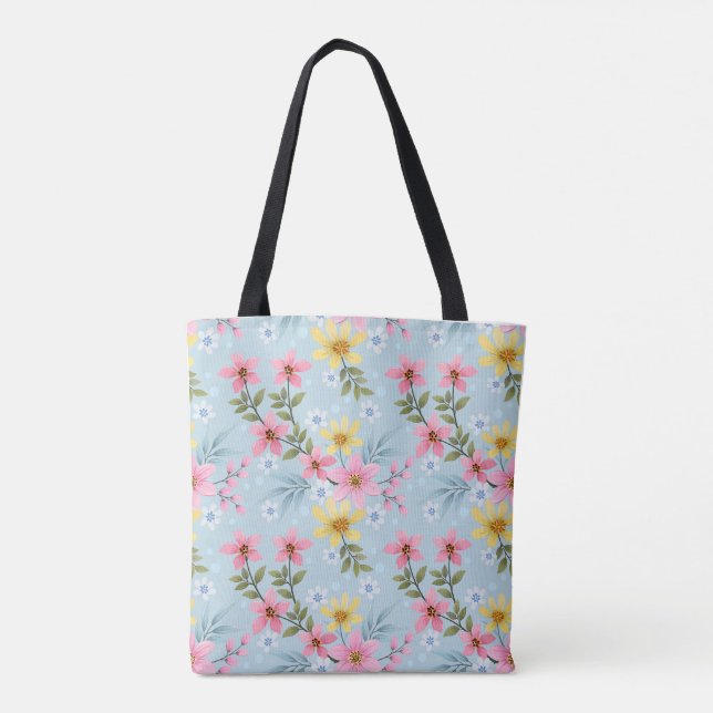 Sac à main de fleurs printanières botaniques color (Dos)