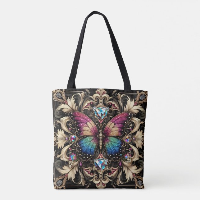 Sac à main de luxe diamants papillon arc-en-ciel (Dos)