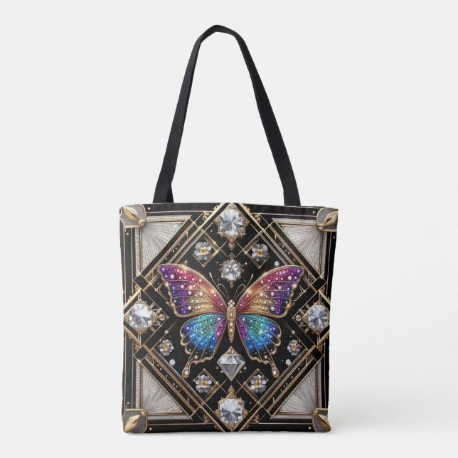 Sac à main de luxe diamants papillon arc-en-ciel (Dos)