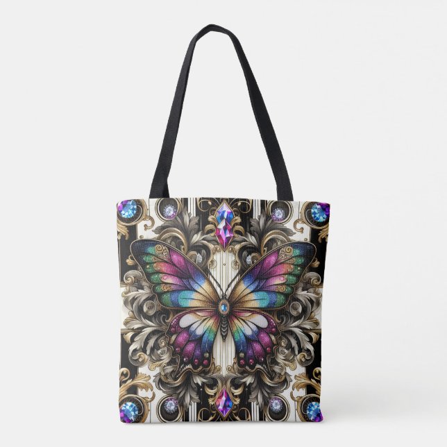 Sac à main de luxe diamants papillon arc-en-ciel (Dos)