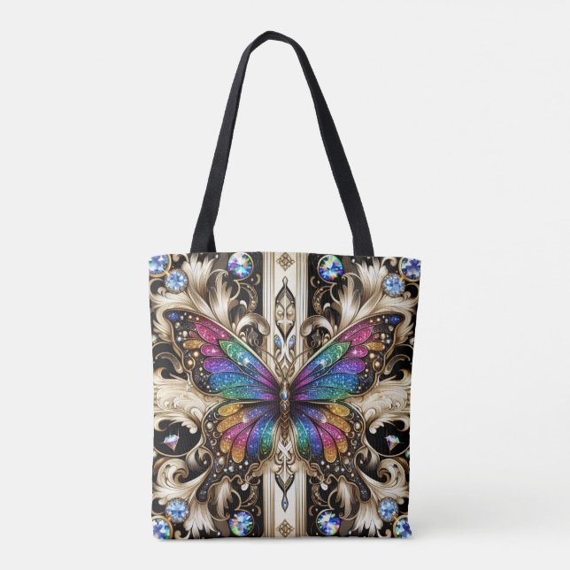 Sac à main de luxe diamants papillon arc-en-ciel (Dos)