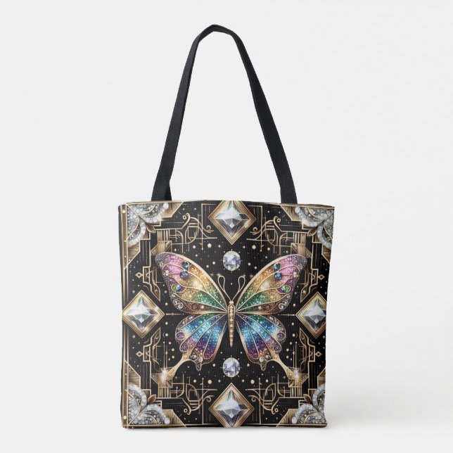 Sac à main de luxe diamants papillon arc-en-ciel (Dos)