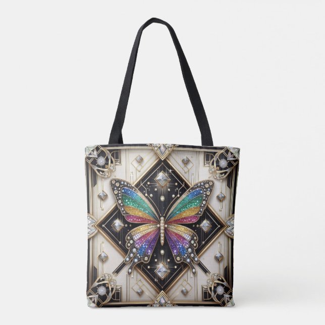 Sac à main de luxe papillon arc-en-ciel diamants (Dos)