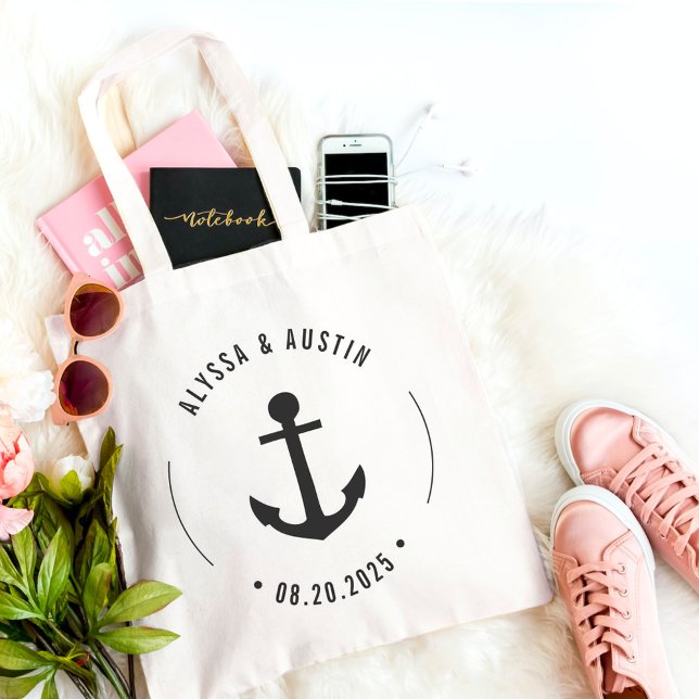 Sac à main de mariage EDITABLE COULEUR Ancre nauti (Créateur téléchargé)
