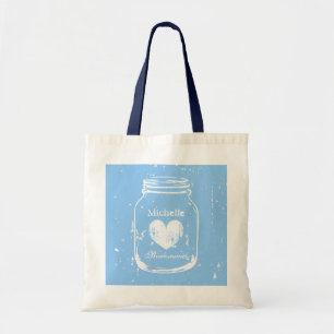 Sac à main de mariage en pot de maçon bleu pour de