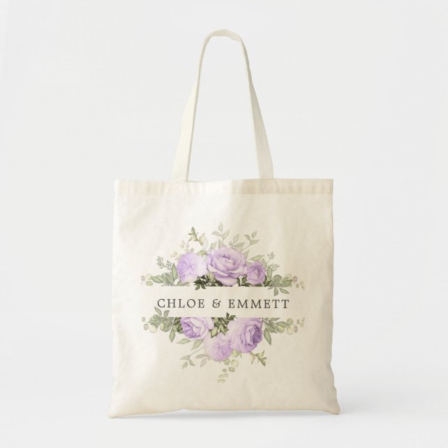 Sac à main de mariage floral blanc violet (Devant)