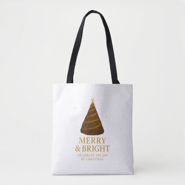 Sac à main de Noël en or 'Merry & Bright' (Devant)