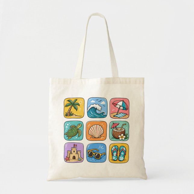Sac à main de plage aux icônes mignonnes pour les  (Devant)