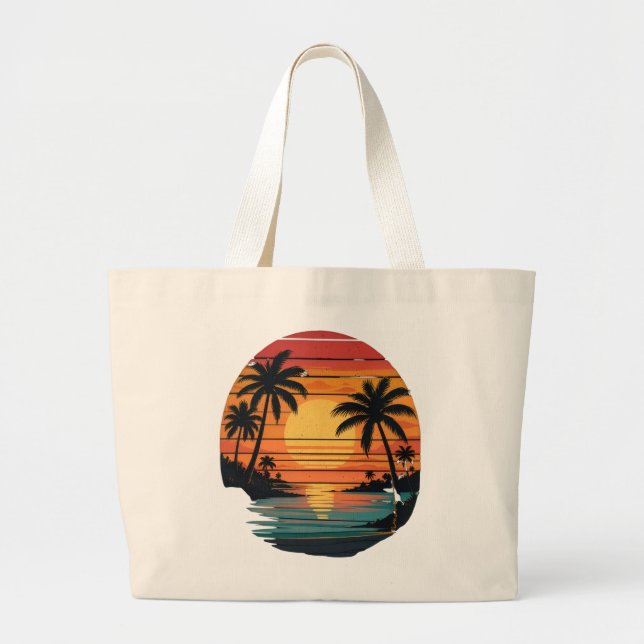 Sac à main de plage Coucher de soleil tropical (Devant)
