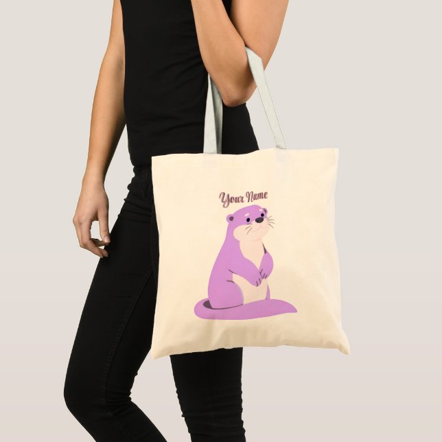 Sac à main debout en forme de loutre de mer violet (Devant (produit))