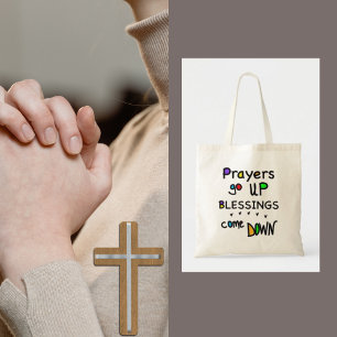 Sac à main d'église avec prières colorées en lettr