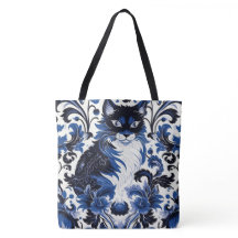 Sac à main démesuré à épaule Art Déco chat bleu dr