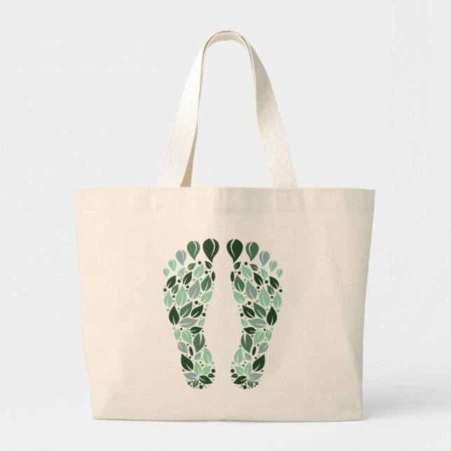Sac à main écologique empreinte de feuille verte (Devant)