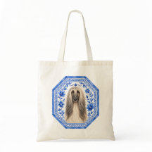 Sac à main élégant Afghan Hound | Bleu et blanc Ch