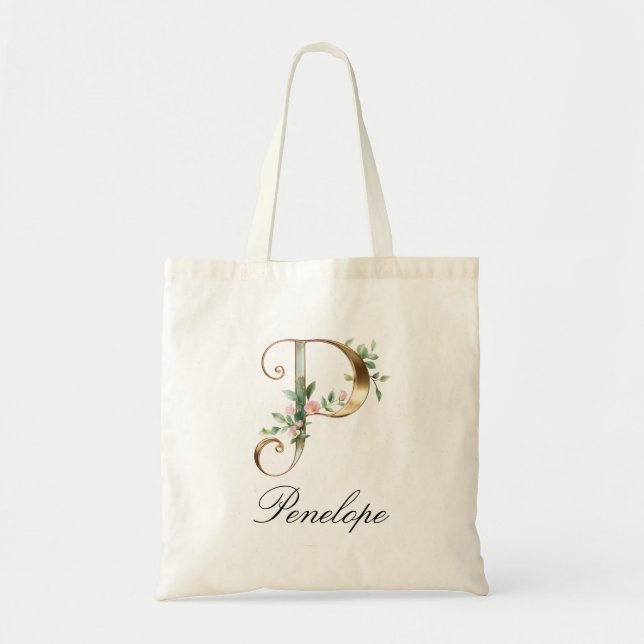 Sac à main élégant en forme de monogramme P en or  (Devant)