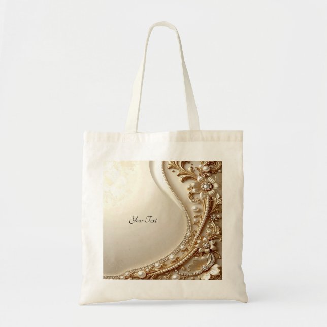 Sac à main élégant en or orné de fleurs (Devant)