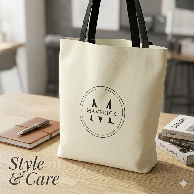 Sac à main élégant personnalisé avec initiale pour (Stylish Custom Initial Name Everyday Tote Bag)