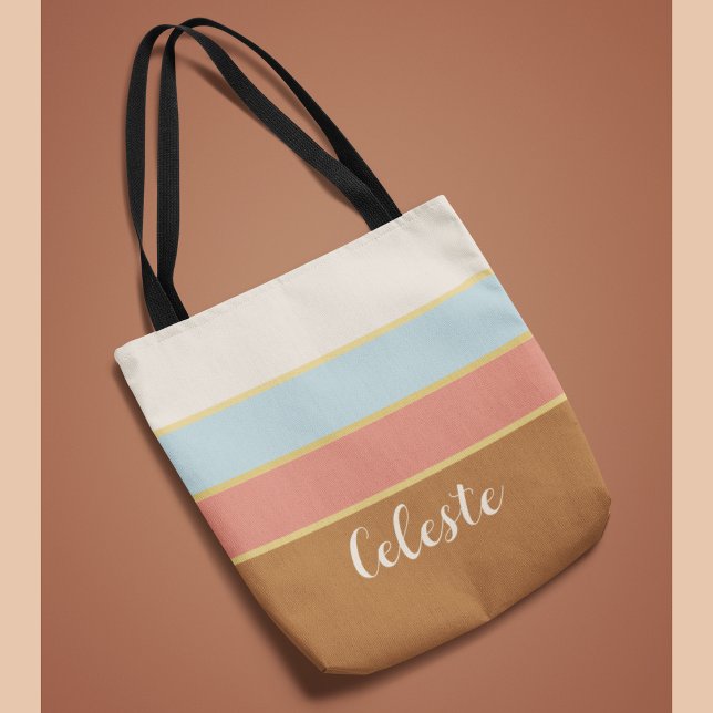 Sac à main élégant personnalisé avec nom et rayure (Créateur téléchargé)
