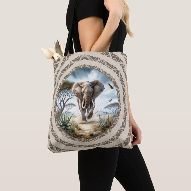 Sac à main éléphant d'Afrique à motif (De près)