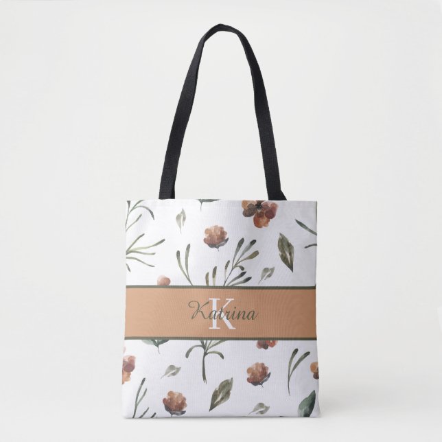 Sac à main en aquarelle florale monogrammée (Devant)