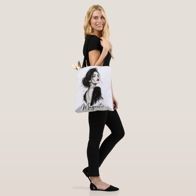 Sac à main en coton « Magnetic. Minimalist Stateme (Sur le modèle)